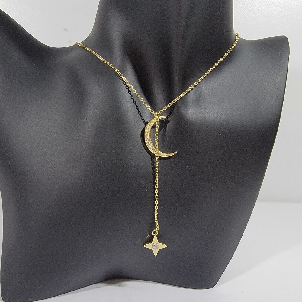 Lili Claspe Necklace Silver Plate Brass Rope the Moon & Star New With Tags